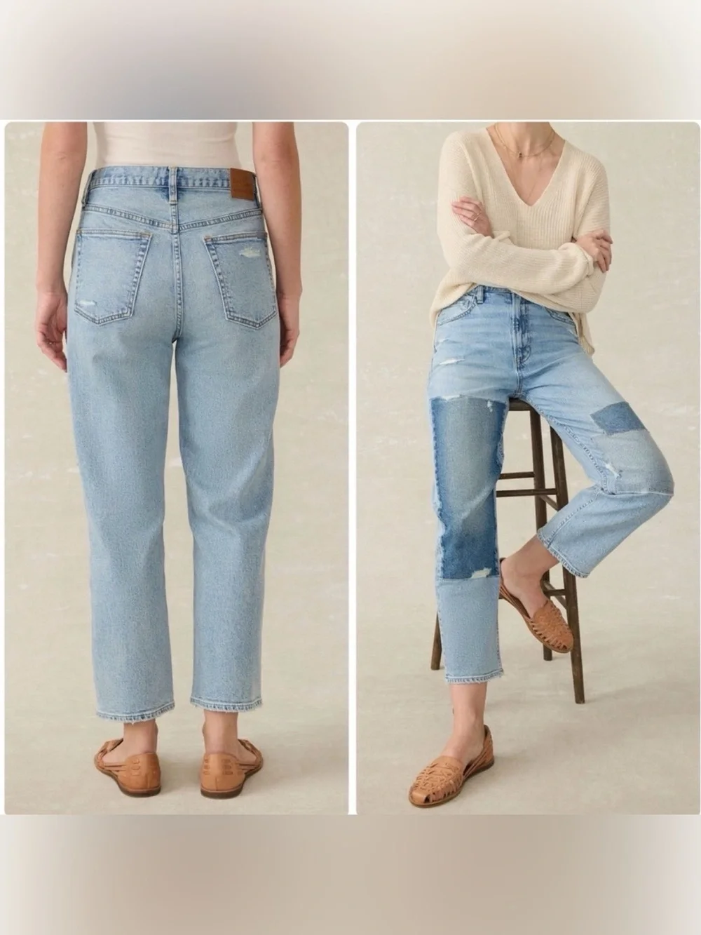 Faherty 90s Crop Patchwork Jean Blue Denim Womens Size 29 jeans